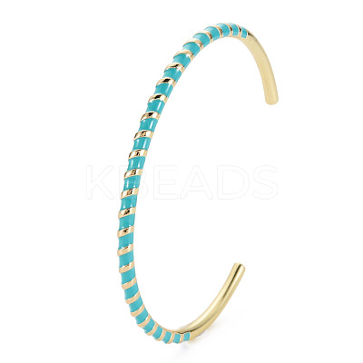 Twisted Brass Enamel Cuff Bangle BJEW-T020-02I-NF-1
