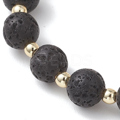Natural Amber and Lava Rock Beads Stretch Bracelets for Women BJEW-JB13383-02-1