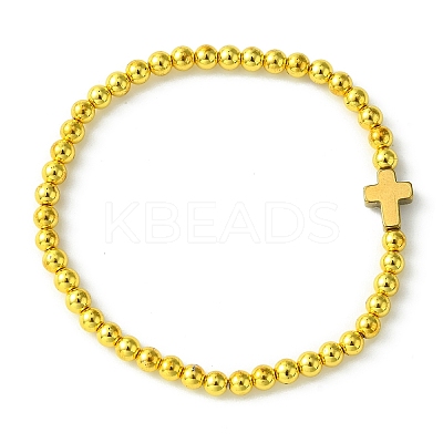 4mm Round Synthetic Non-magnetic Hematite Beaded Stretch Bracelets BJEW-JB10562-1