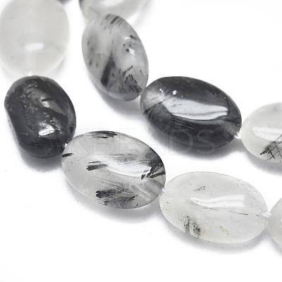 Natura Tourmalinated Quartz/Black Rutilated Quartz Beads Strands G-D0001-19-1