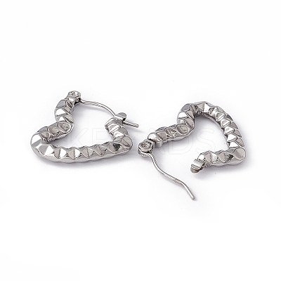 Non-Tarnish 304 Stainless Steel Heart Hoop Earrings for Women EJEW-G314-13P-1