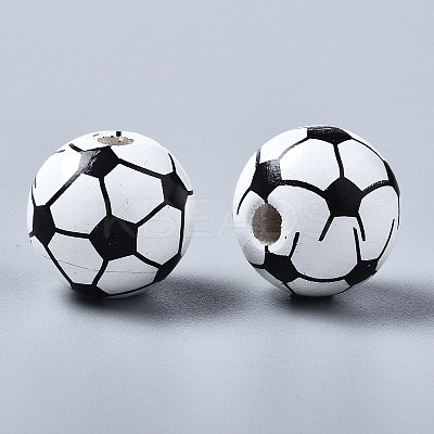 Painted Natural Wood European Beads X-WOOD-S057-050-1