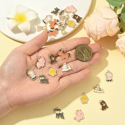 24Pcs 8 Styles Zinc Alloy Enamel Pendants ENAM-FS0004-05-1
