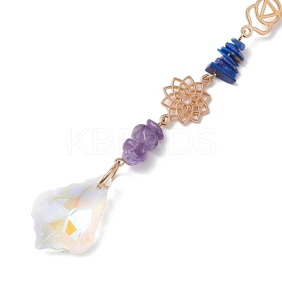 Chakra Natural & Synthetic Gemstone Chip Hanging Suncatchers HJEW-JM02361-1