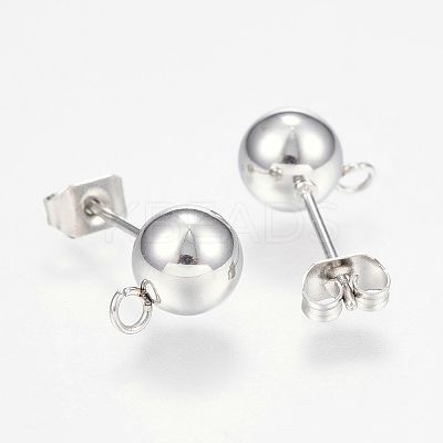 Non-Tarnish 201 Stainless Steel Ball Stud Earring Post STAS-F088-01P-1
