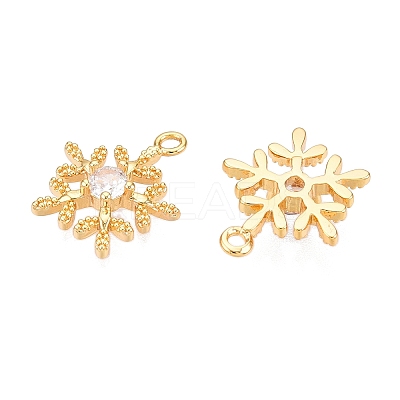 Christmas Theme Brass Micro Pave Clear Cubic Zirconia Charms KK-T073-14G-1