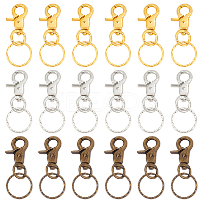 18Pcs 3 Colors Iron Swivel Clasps with Key Rings HJEW-PH0001-79-1