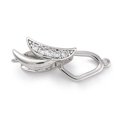 Brass Micro Pave Clear Cubic Zirconia Fold Over Clasps KK-C075-25P-1