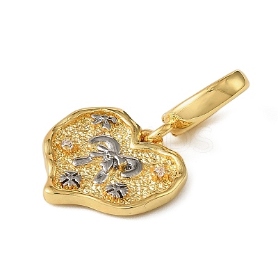 Christmas Brass Rhinestone Heart Pendant Decorations KK-H498-01G-06-1