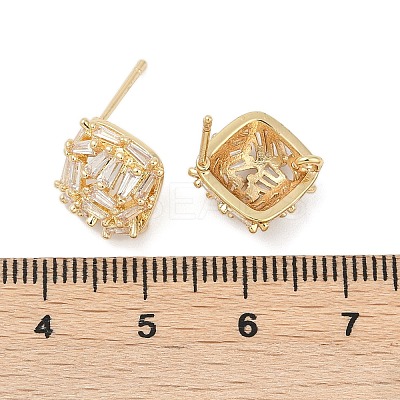 Brass Micro Pave Cubic Zirconia Stud Earring Findings KK-Z094-11G-1