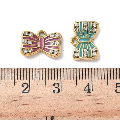 304 Stainless Steel Crystal Rhinestone Bowknot Charms STAS-G362-11G-1