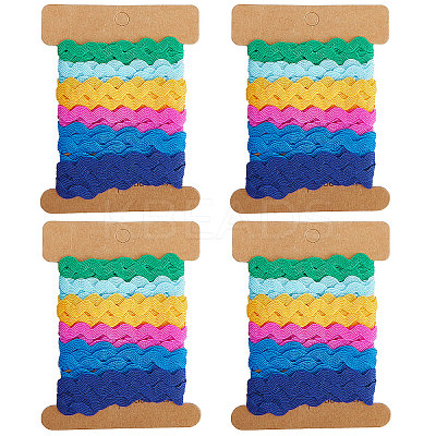 6 Yards 6 Colors Polyester Wavy Fringe Trim Ribbon OCOR-WH0080-44A-1