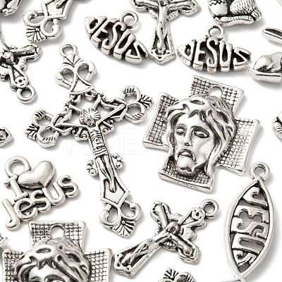 80Pcs 8 Style Tibetan Style Alloy Pendants FIND-LS0001-41AS-1