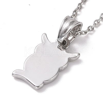 Non-Tarnish 304 Stainless Steel Owl Pendant Necklace for Women STAS-E154-20P-1