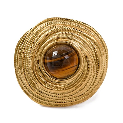 Round Natural Tiger Eye Finger Rings RJEW-Q822-17G-01-1