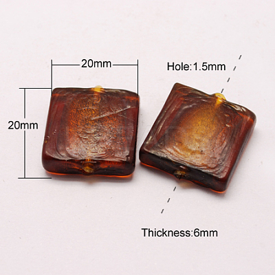 Handmade Silver Foil Lampwork Beads FOIL-S006-20x20mm-03-1