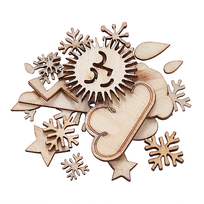 100Pcs Weather Theme Wooden Cabochons WOOD-CJ0001-33-1