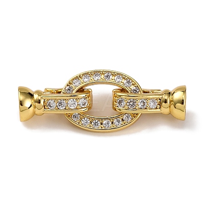 Rack Plating Brass Micro Pave Clear Cubic Zirconia Flod Over Clasps KK-B103-04G-1
