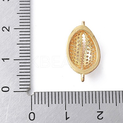 Brass Micro Pave Clear Cubic Zirconia Shell Shaped Links Connector Charms KK-K399-03B-G-1