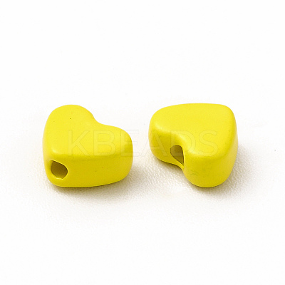 Heart Spray Painted Alloy Beads FIND-G053-01F-1