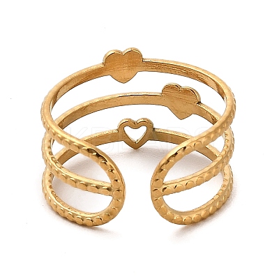 Ion Plating(IP) 304 Stainless Steel Open Cuff Ring for Women RJEW-Z015-07G-1
