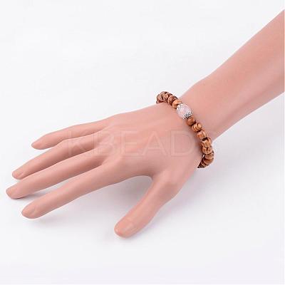 Wood Stretch Bracelets BJEW-JB02404-03-1