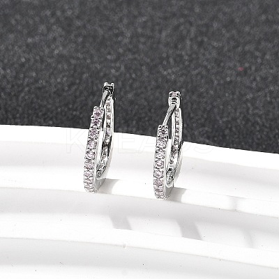 Brass Micro Pave Cubic Zirconia Hoop Earrings EJEW-P322-01P-1
