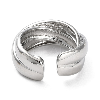 Rack Plating Brass Criss Cross Open Cuff Rings for Women RJEW-Q777-04P-1