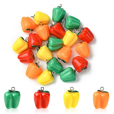 20Pcs 4 Colors Resin Imitation Vegetable Pendants RESI-YW0001-59-1