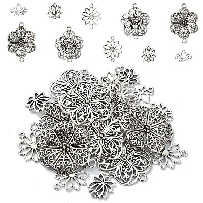 25Pcs 5 Styles Tibetan Style Alloy Connector Charms TIBE-YW0001-60-1