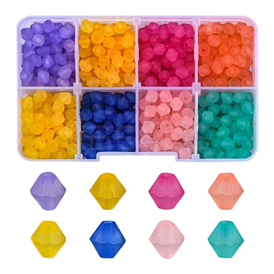 640Pcs 8 Colors Frosted Acrylic Beads MACR-YW0001-84-1