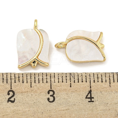 Brass Pave Sea Shell Rose Flower Charms KK-Q820-17G-1