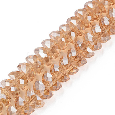 Electroplate Transparent Glass Beads Strands EGLA-N002-37-F02-1