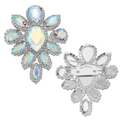2Pcs Silver Alloy Glass Brooch JEWB-FG0001-55B-1