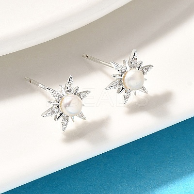 Natural Pearl Ear Studs EJEW-L099-02P-1