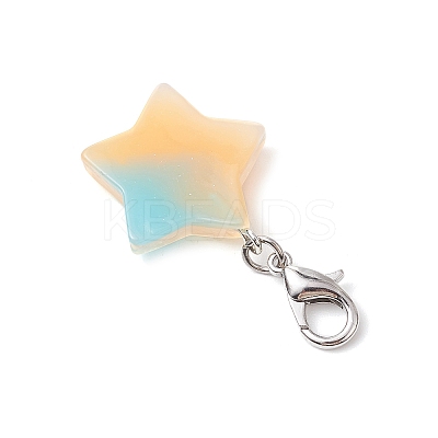 10Pcs Glitter Star Opaque Resin Pendant Decorations HJEW-JM02875-1