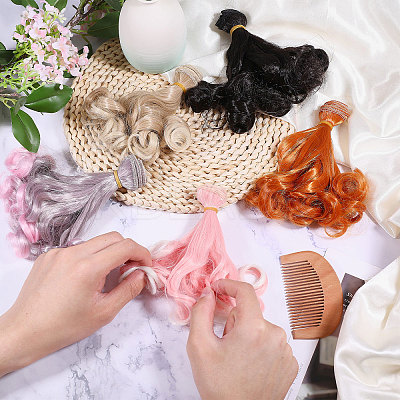 5Pcs 5 Styles High Temperature Fiber Long Pear Perm Hairstyle Doll Wig Hair DIY-GL0005-63C-1