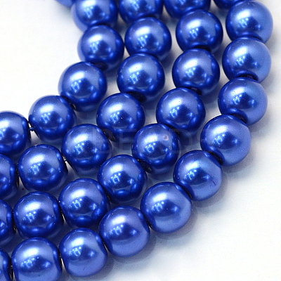 Baking Paint Pearlized Glass Pearl Round Bead Strands X-HY-Q330-8mm-28-1