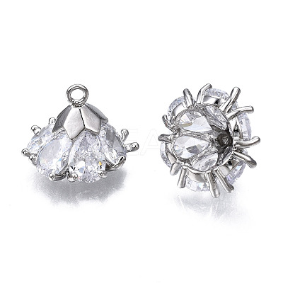 Brass Inlaid Clear Cubic Zirconia Charms ZIRC-S069-001P-1