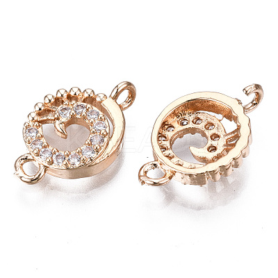 Brass Micro Pave Clear Cubic Zirconia Links Connectors KK-S359-153-RS-1