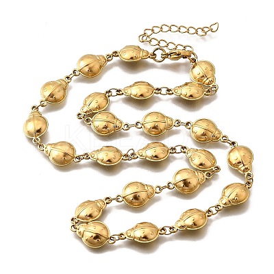 304 Stainless Steel Ladybug Link Chain Necklaces for Women Men NJEW-K249-21A-G-1