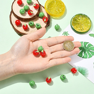 10Pcs Apple Resin Charms RESI-YW0005-26A-1