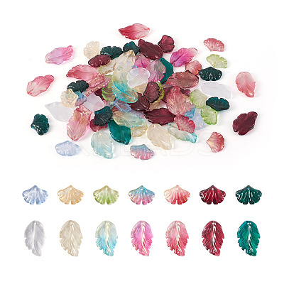 140Pcs 14 Style Transparent Baking Paint Glass Pendants LAMP-TA0001-02-1