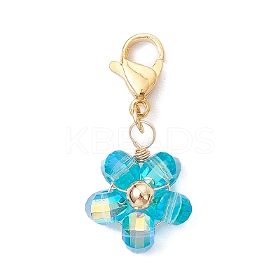 Transparent Glass Flower Pendant Decorations HJEW-JM03728-1