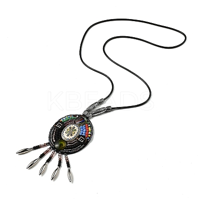 Retro Style Glass & Acrylic & CCB Beads Pendant Necklaces NJEW-Q349-02C-1