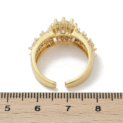 Brass Micro Pave Cubic Zirconia Adjustable Cuff Rings for Women RJEW-C129-04G-1