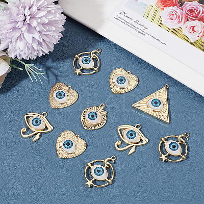 15Pcs 5 Style Rack Plating Alloy Enamel Pendants FIND-SC0004-09-1