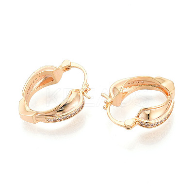 Brass Micro Pave Cubic Zirconia Heart Hoop Earrings EJEW-T048-36G-1