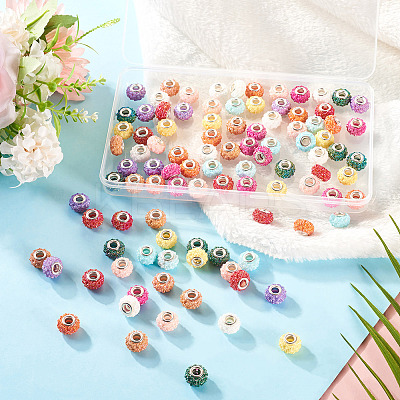 100Pcs 10 Colors AB Color Resin Rose Flower European Beads RESI-TA0003-89-1