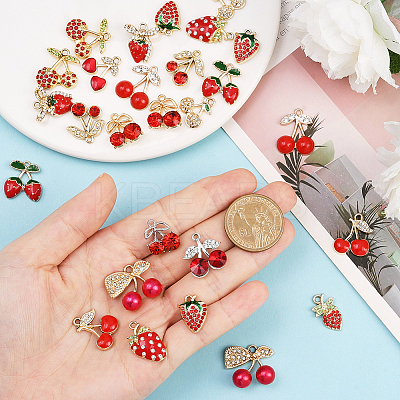 40Pcs 20 Styles  Strawberry & Cherry Alloy Pendants FIND-SC0019-91-1